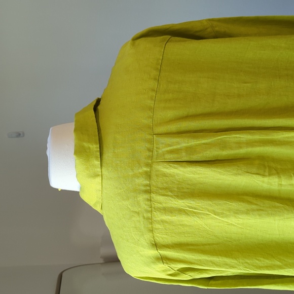 Zara Oversized Button Down 100% Linen Shirtdress Bright Green XL preppy summer - Picture 6 of 11